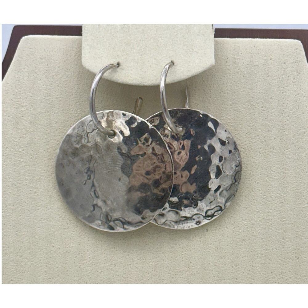 Dominique Dinouart Designs DDD Mexico Hammered Sterling Silver Drop Earrings 925